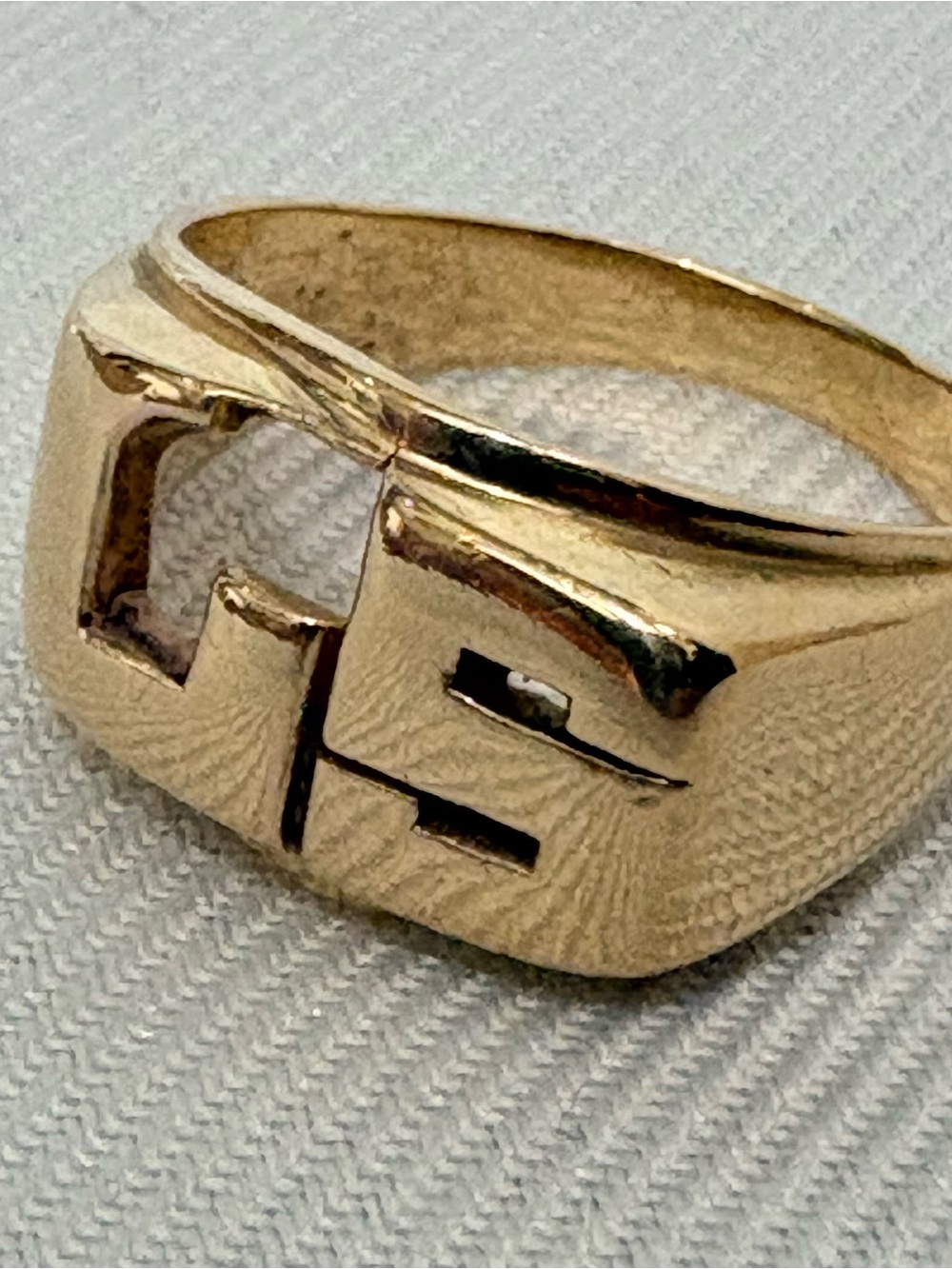 Solid 14k Gold Men’s Ring Mid Century Cut Out Signet Initials “L S” 6.69g Size 8